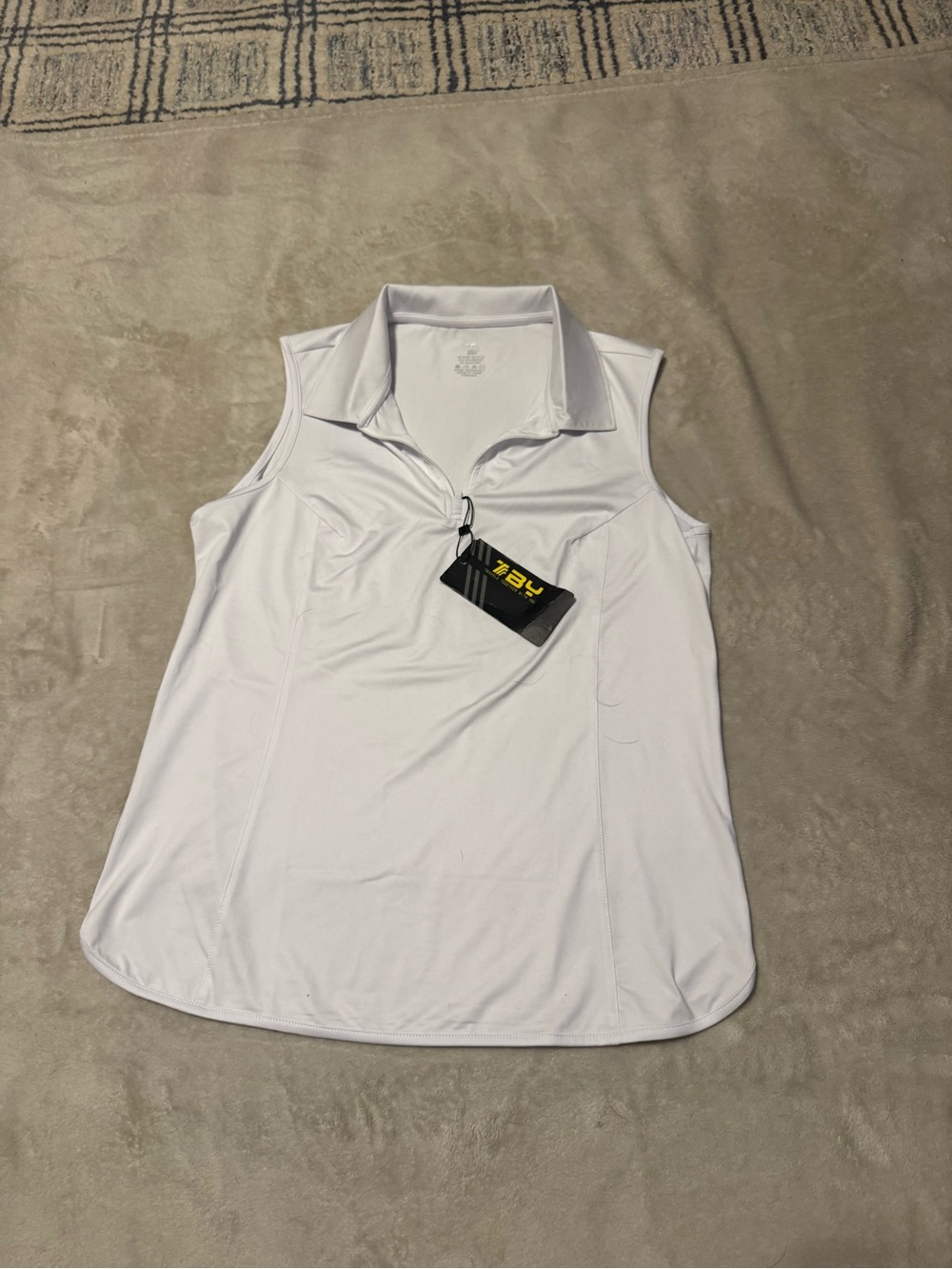 White Sleeveless Zip Polo Tank Top - Athletic Women's Top